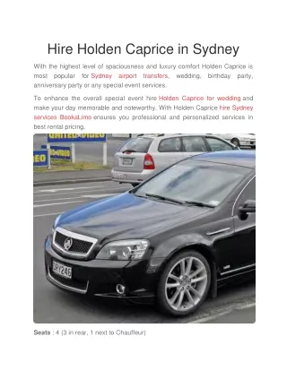Best Holden Caprice Car Hire  Service in Sydney – Chauffeur Hire