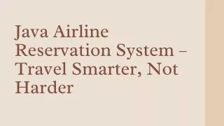 Java Airline Reservation System – Travel Smarter, Not Harder