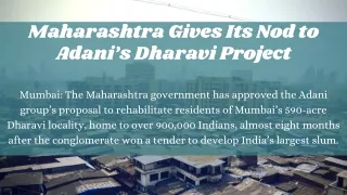 Maharashtra Gives Its Nod to Adani’s Dharavi Project