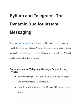 Python and Telegram - The Dynamic Duo for Instant Messaging