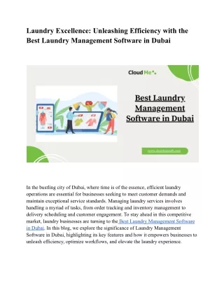 Laundry Excellence_ Unleashing Efficiency with the Best Laundry Management Software in Dubai