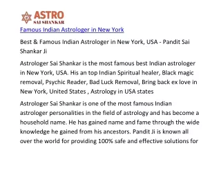 Famous Indian Astrologer in New York