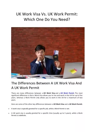 UK Work Visa Vs. UK Work Permit Which One Do You Need ?