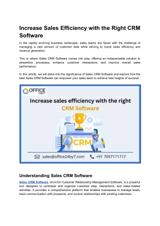 Increase Sales Efficiency with the Right CRM Software