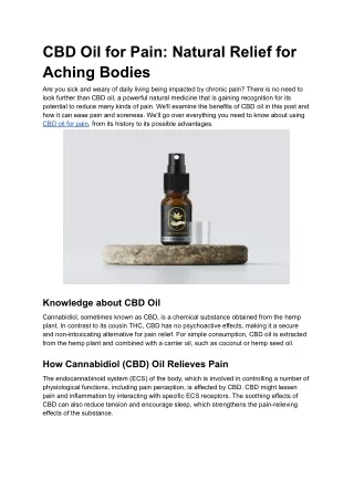 CBD Oil for Pain_ Natural Relief for Aching Bodies