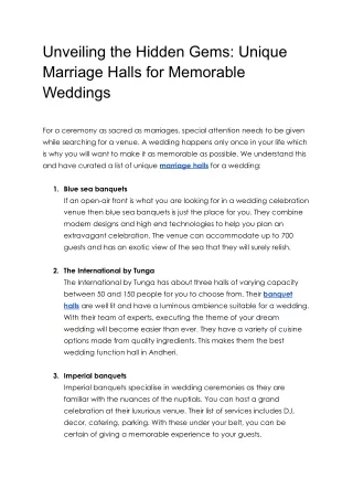 Unveiling the Hidden Gems_ Unique Marriage Halls for Memorable Weddings