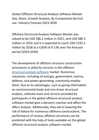 Global Offshore Structural Analysis Software Market Size