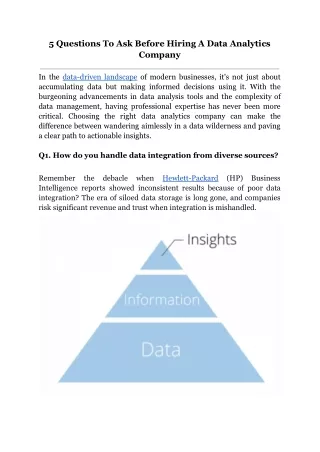 5 Questions To Ask Before Hiring A Data Analytics Company
