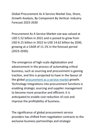 Global Procurement As A Service Market Size
