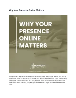 Presence Online - Why It's Crucial for Your Business Success