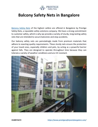 Balcony Safety Nets in Bangalore