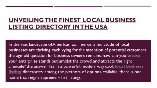 UNVEILING THE FINEST LOCAL BUSINESS LISTING DIRECTORY IN THE USA