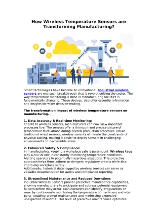 Wireless Temperature Sensors are Transforming Manufacturing