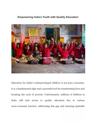 Empowering India’s Youth with Quality Education