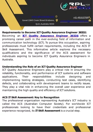 Requirements to Become ICT Quality Assurance Engineer 263211