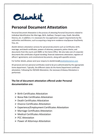 Personal Document Attestation