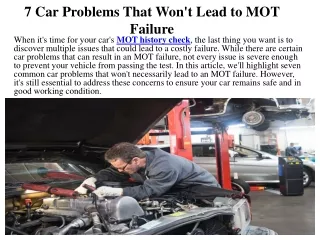 7 Car Problems That Won't Lead to MOT Failure