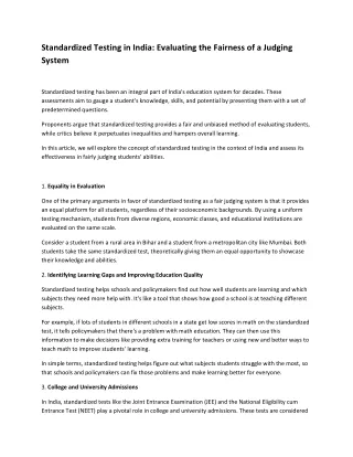 Standardized Testing in India Evaluating the Fairness of a Judging System