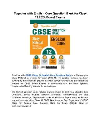 CBSE Question Bank Class 12 English for Session 2023-24 Board Exams