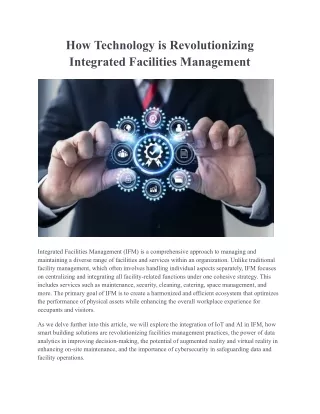 How Technology is Revolutionizing Integrated Facilities Management