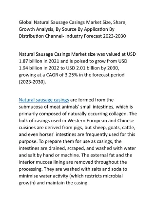 Global Natural Sausage Casings Market Size