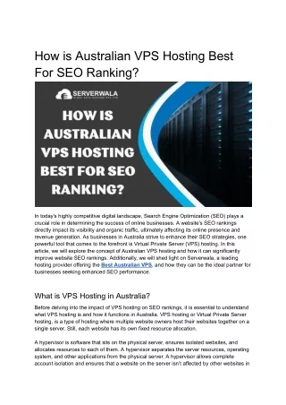 How is Australian VPS Hosting Best For SEO Ranking?