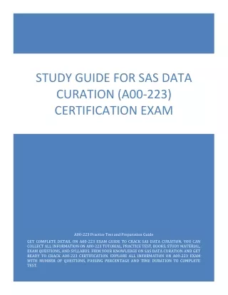 Study Guide for SAS Data Curation (A00-223) Certification Exam