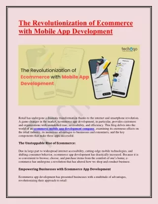 The Revolutionization of Ecommerce with Mobile App Development