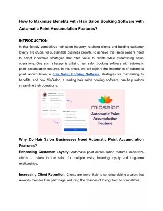How to Maximize Benefits with Hair Salon Booking Software with Automatic Point Accumulation Features