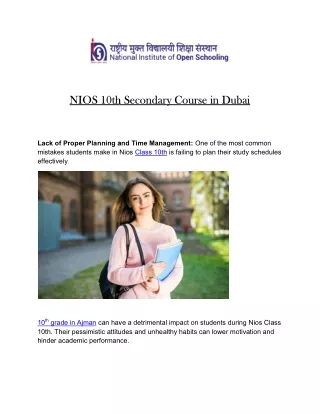 NIOS 10th Secondary Course in UAE