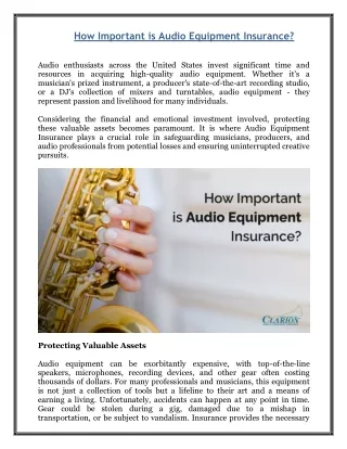 How Important is Audio Equipment Insurance?
