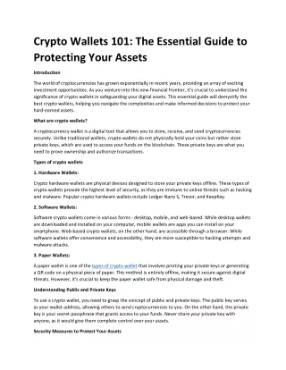 Crypto Wallets 101 The Essential Guide to Protecting Your Assets