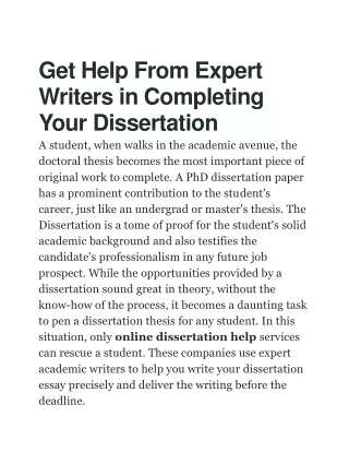 get help from expert writers in completing your dissertation
