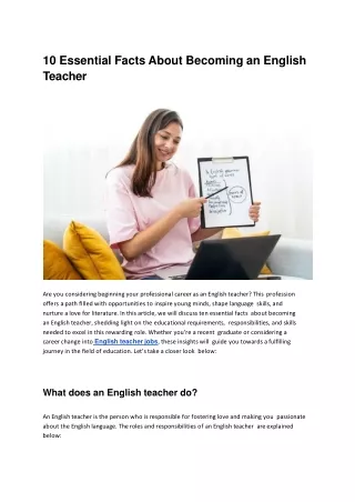 English Teacher Jobs- 10 Essentials Facts To Know