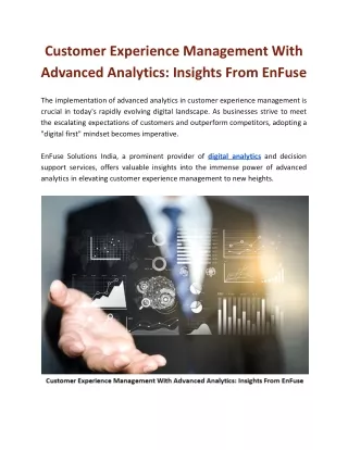 Customer Experience Management With Advanced Analytics: Insights From EnFuse