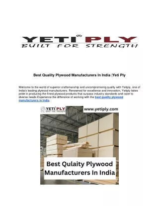 Best Quality Plywood Manufacturers In India