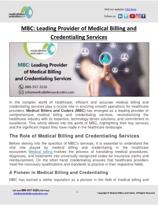 MBC: Leading Provider of Medical Billing and Credentialing Services