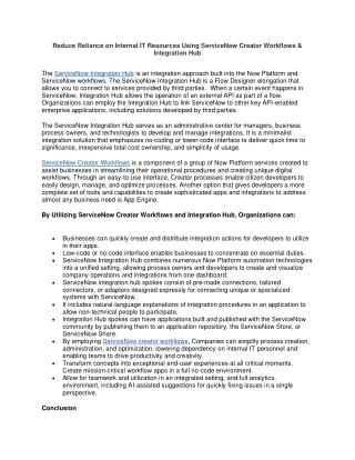 Reduce Reliance on Internal IT Resources Using ServiceNow Creator Workflows