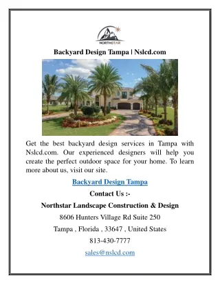 Backyard Design Tampa  Nslcd