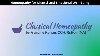 Homeopathy for Mental and Emotional Well-being