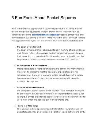 6 Fun Facts About Pocket Squares