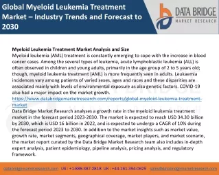 Global Myeloid Leukemia Treatment Market – Industry Trends and Forecast to 2030