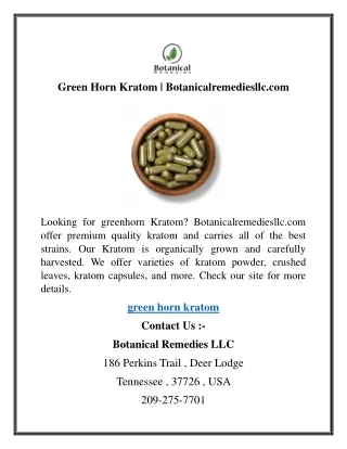 Green Horn Kratom  Botanicalremediesllc