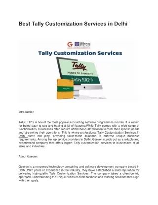 Tally Customization services