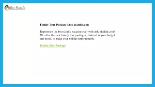 Family Tour Package  Ask-aladdin.com