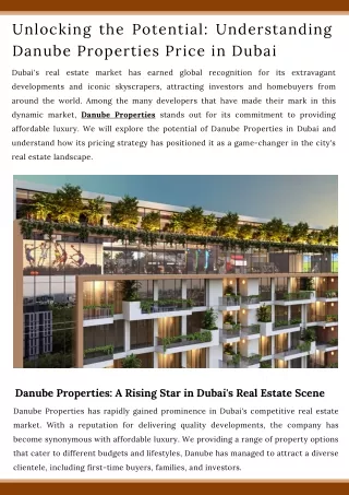 Unlocking the Potential Understanding Danube Properties Price in Dubai