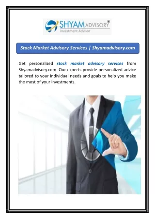 Best Option Trading Tips Provider In India | Shyamadvisory.com