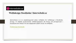 Webbdesign Stockholm  Interwebsite.se