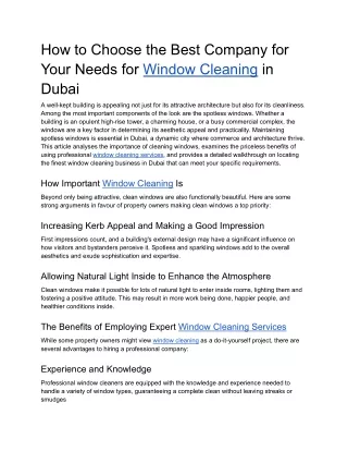 How to Choose the Best Company for Your Needs for Window Cleaning