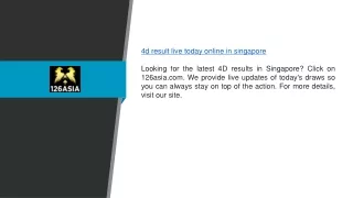 4d Result Live Today Online in Singapore | 126asia.com